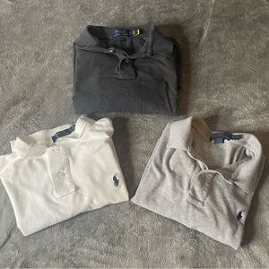 Polo Ralph Lauren Lot Of 3 Button-Down Shirt, White, Light Gray, & Dark Gray ￼